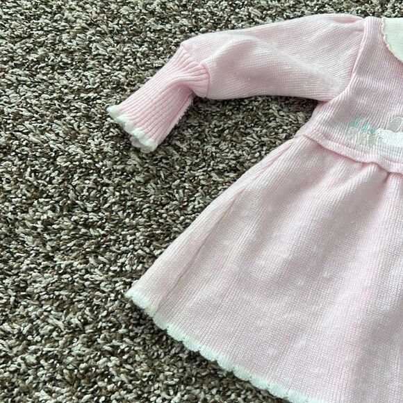 Vintage Carriage Boutique Bunny Pink Baby Girl Sweater Dress - Picture 9 of 12